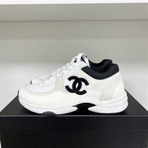 chanel white and neon trainers|chanel black and white sneakers.